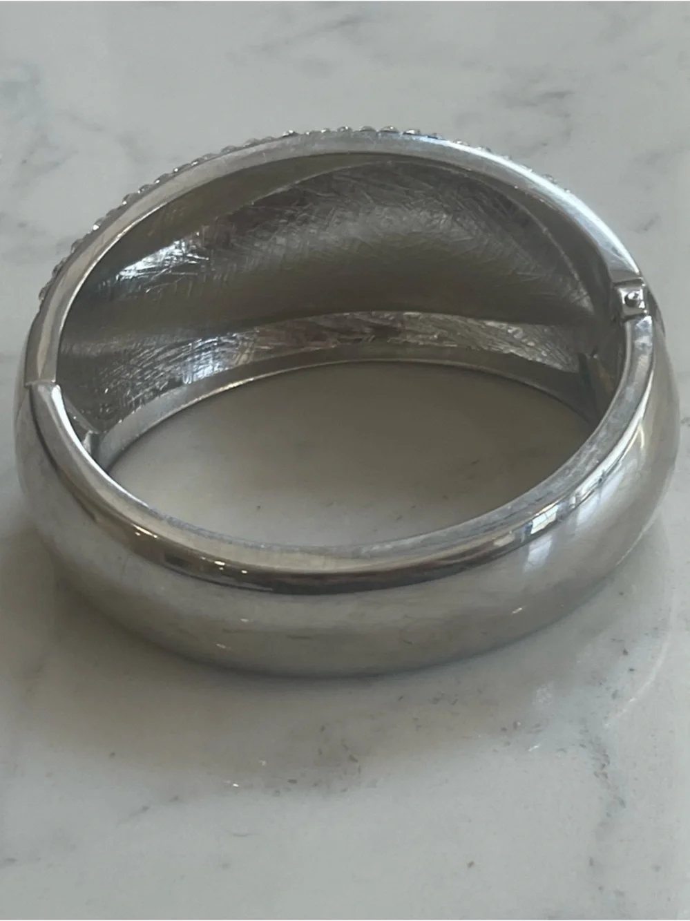 Crystal-Embellished Silver Statement Cuff Bracelet
